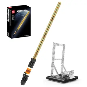 Mould King 10238 Yellow Lightsaber LED Kit Display Building Block Toy Role Playing Collectibles summerwins