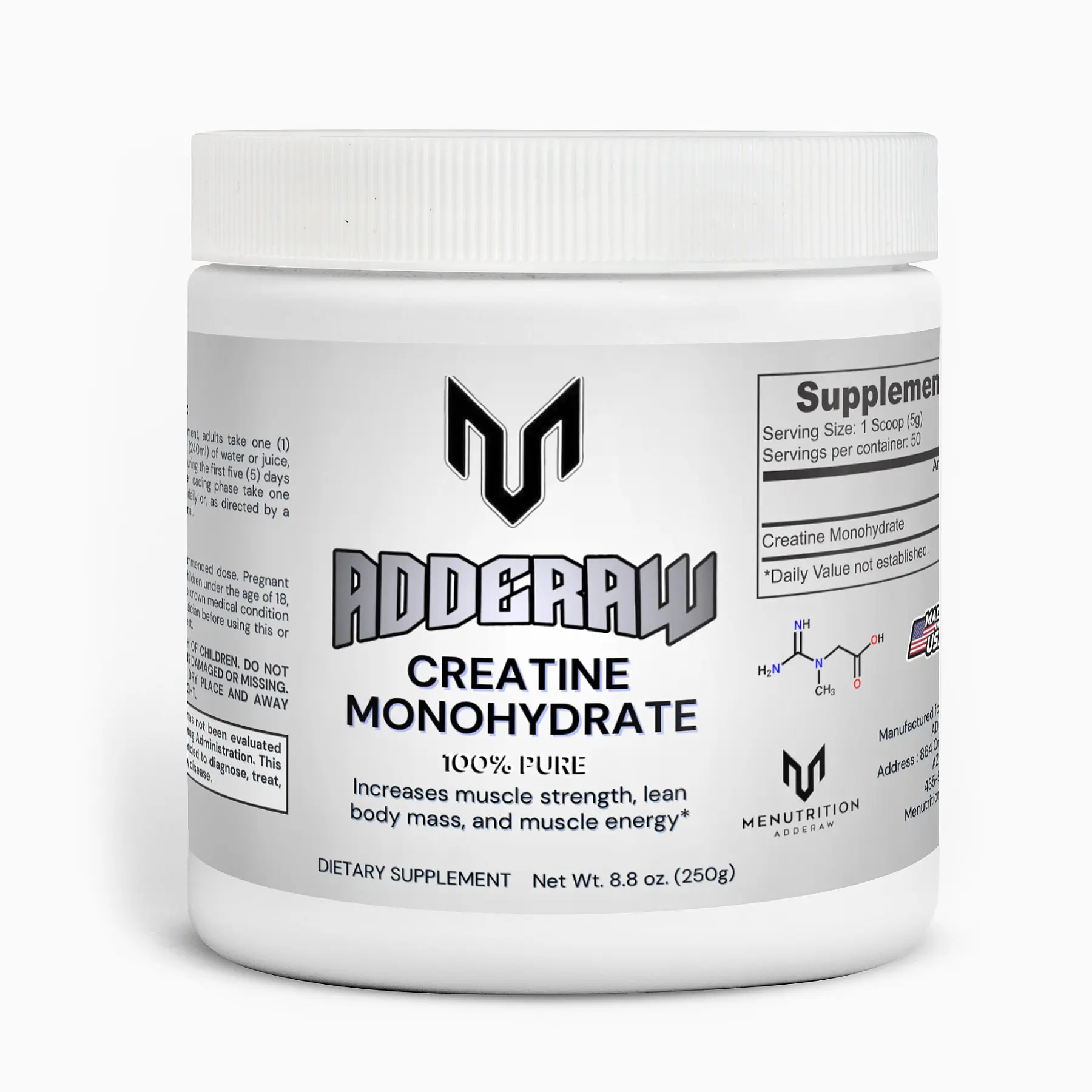 ADDERAW Creatine Monohydrate 100% Pure for Muscle Building