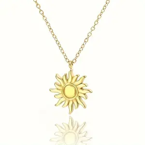 Girl's Fashion Golden Sun Necklace, Sunshine Gentle Elegant Necklace