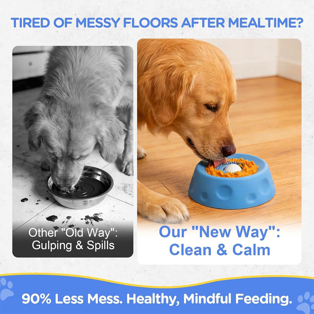 Interactive Rolling Ball Dog Slow Feeder Licking Bowl Anti-Choke Pet Feeding Bowl for Slow Eating & Digestion