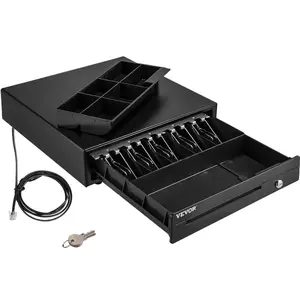 VEVOR Cash Register Drawer, 16 12 V, for POS System with 5 Bill 6 Coin Cash Tray, Removable Coin Compartment 2 Keys Included, RJ11/RJ12 Cable for Supermarket, Bar, Coffee Shop, Restaurant