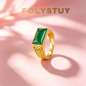FOLYSTUY (YNZ21) Unique Hollow-Out Signet Ring - Open Size, for Daily Wear