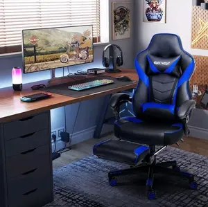 ELECWISH Gaming Chair Massage Swivel Office Chair Computer Seat with Footrest