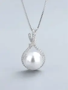 Faux Pearl & Rhinestone Decor Pendant Necklace for Women, Stainless Steel Matching Charms Necklace Jewelry for Party, Classic Trendy Accessories for Daily Used, Fashionable Jewelry Accessories, Elegant Necklace, High End Necklace