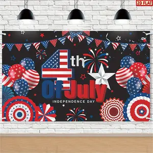 2D Flat Banner, 1pc On July 4th, the Party held banners, letters, balloons, printed patriotic backgrounds, and favored Independence Day decorations. The fabric material was reusable
