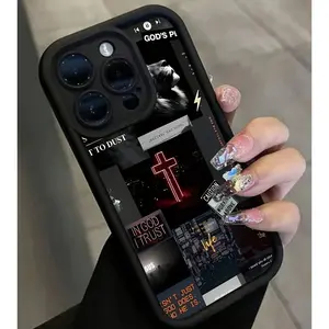 Bright Cross Design phone cases For iPhone 16 15 14 13 12 11 Promax Plus Pro This  Stylish Liquid Silicone Soft Shell  Features Precise Lens Hole Protection And Is Designed to Resist Shocks And Drops