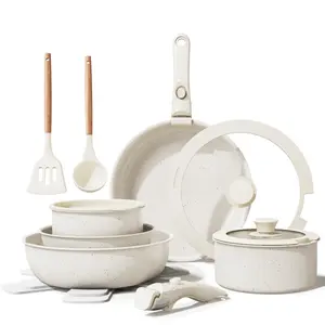 Ceramic Nonstick Cookware Set, Healthy,Non Toxic,5/9/11/15/17-Pieces Pots and Pans Set, Cooking Pot Sets, Removable Handles,Induction RV Kitchen Set,Stain & Scratch-resistant,Dishwasher/Oven Safe