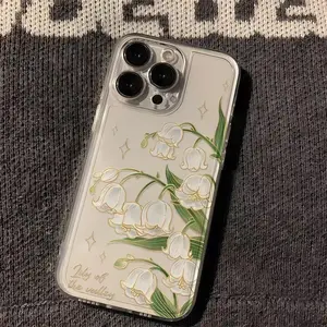 Oil Painting Silk Lily of the Bell for iPhone15/14/13 case Caseiphone 15ProMAX Case 14Promax personality fall proof 11/12 transparent XS/XR/XSMAX