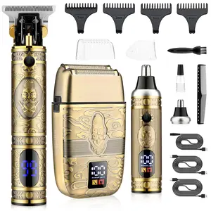 BOMIC Professional Hair Trimmer Hair Clippers for Men, Nose Hair Trimmer Men's Shaver Set,Cordless T-Blade Beard Trimmer Barber Clippers,Electric Foil Shavers Razor for Men Haircutting Kit