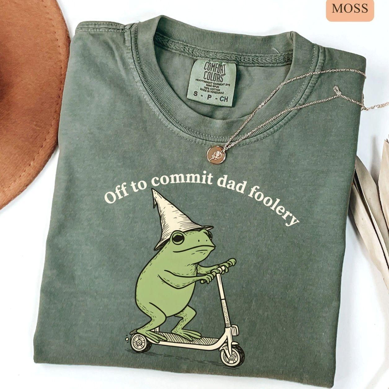 Dad Frog Comfort Colors Shirt Off to Commit Dad Foolery TShirt Funny Frog Scooter Gift For Dad Funny Dada Shirt, Trending Father’s Day, Men’s Graphic Tees, Casual Outfit, Comfortable Menswear, Perfect Gift For Men, Apr22