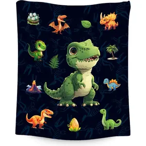 Dinosaur Blanket for Kids - Blankets Gifts for Boys - 40x50 Inches Cozy Lightweight Throw for Sofa Bedroom Decor