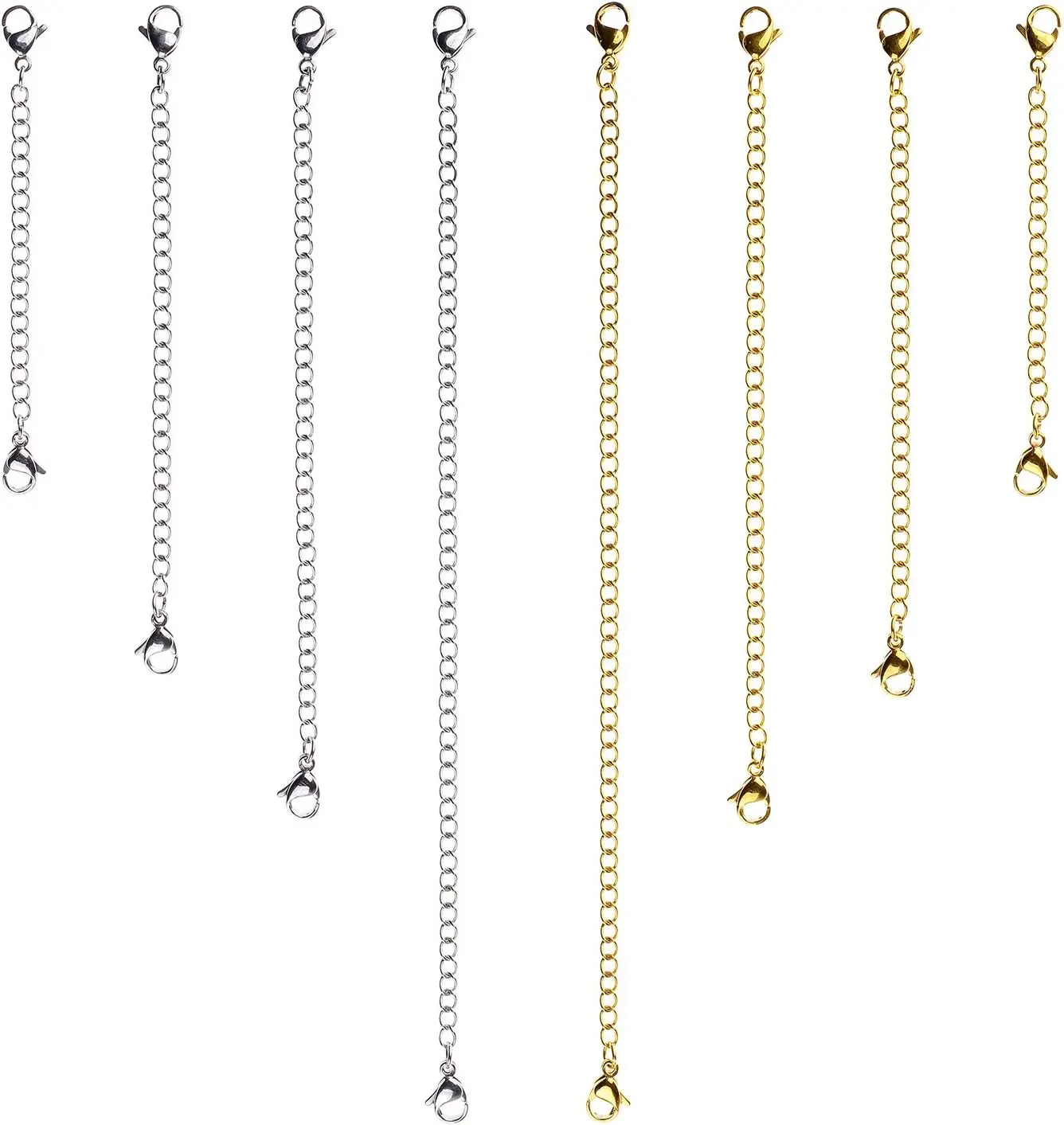 8 count Necklace Extender  and  Plated Bracelet Extender Extender Chain Set 4 Different Length: 6 inch 4 inch 3 inch 2 inch (4 , 4 )