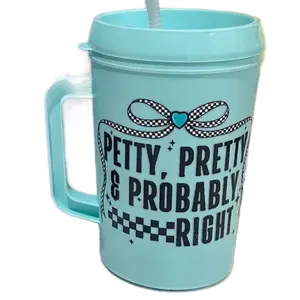 Petty, pretty, and probably right  34oz Trucker Mug - Perfect for Your Morning Drinks - Drinkware, Cup Reusable Tumbler Washable Coffee Beverage Lid Stylish Reuse
