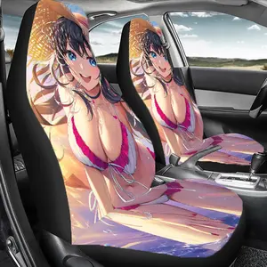 1 Set Anime Beach Girl Car Seat Protector Universal All-Year, High-Back Anime Beach Girl Car Seat Covers, Car Seat Protector, Car Decor, Car Seat Decorative, Car Accessories Interior, Easy Care Machine Washable Polyester, Gift for Friends