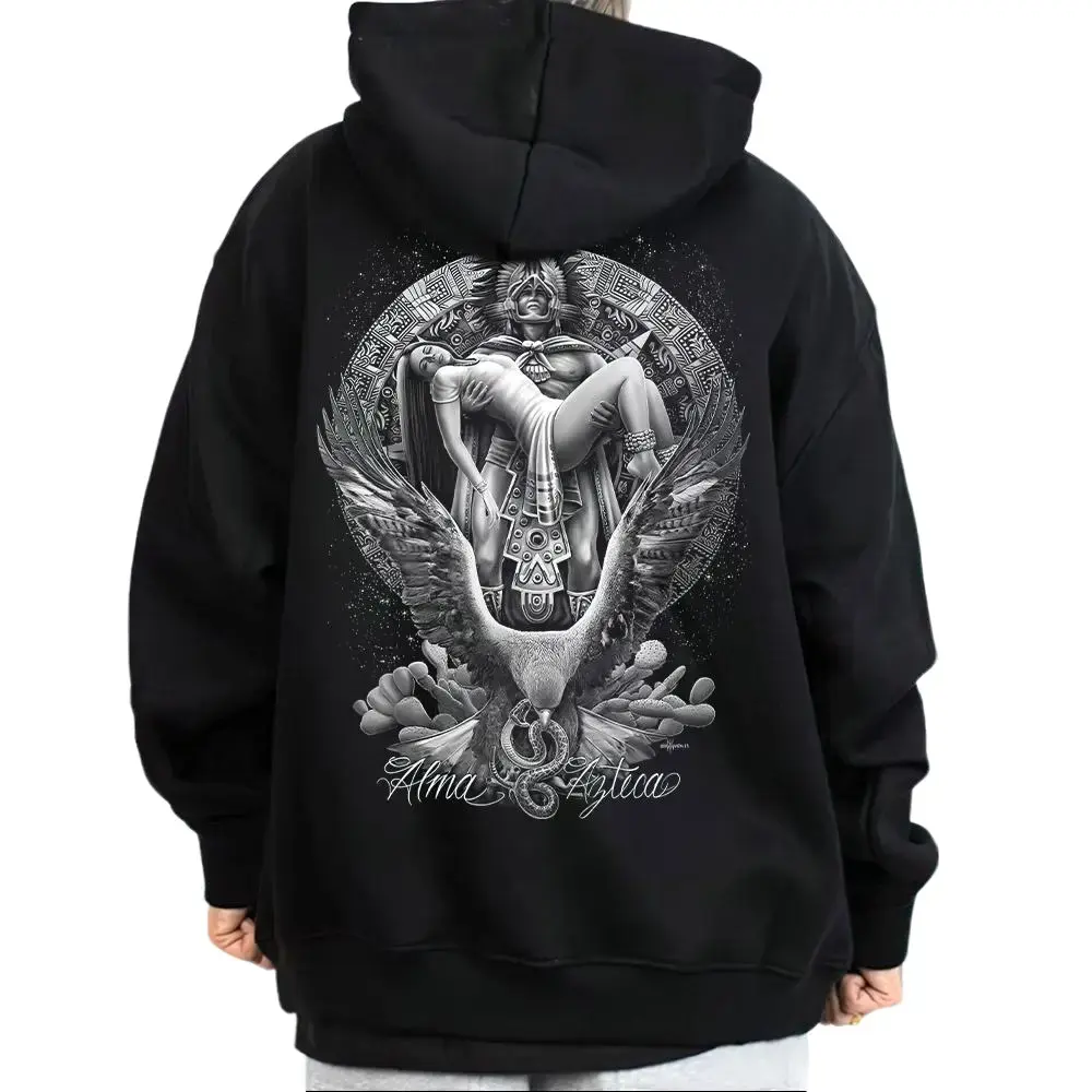 Alma Azteca Warrior Mayan, Chicano Clothing, Cholo, Gangster clothes, Hoodies for men, Men's clothing, Streetwear, Lowrider, Graphic tee, Men gifts Loose Unisex