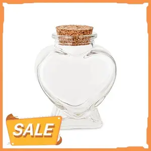 Wondeken1PCS Empty Mini Glass Heart-Shaped Bottles with Cork Stoppers, Decorative Glass Bottles with Cork Lid for DIY Art Crafts Projects Decoration Party Supplies Wedding