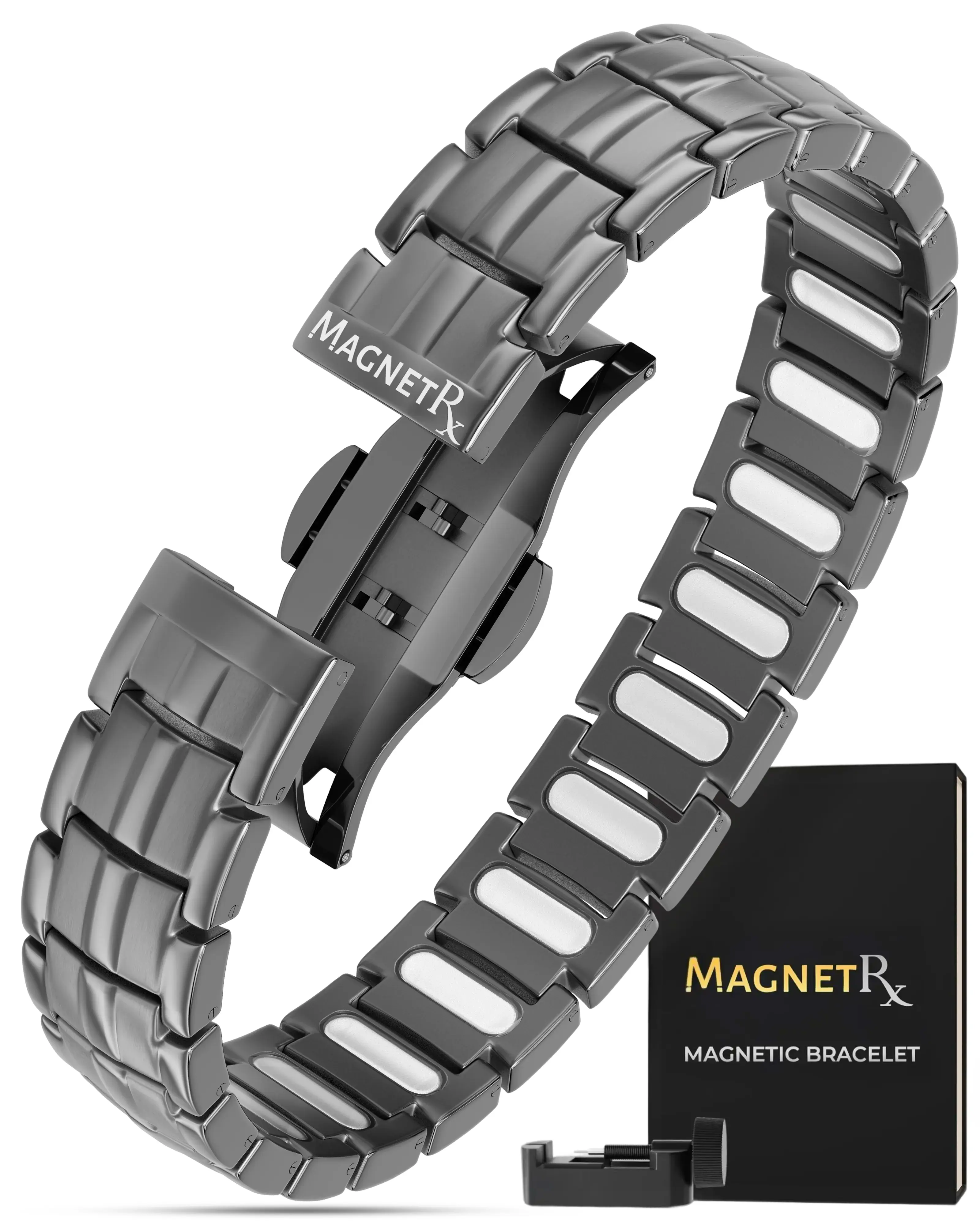MagnetRX EllipseMAX 5X Strength Magnetic Bracelet for Men - Gunmetal