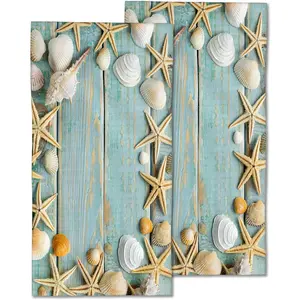 2 Pack Hand Towels for Bath,Beach Seashells Starfish  Decorative Towels Highly Absorbent Soft Towels for Bathroom Beach Kitchen  Gym  Towel 14x28 Inch