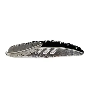 Aluminum Double Feather Hat Accent- Black & Silver