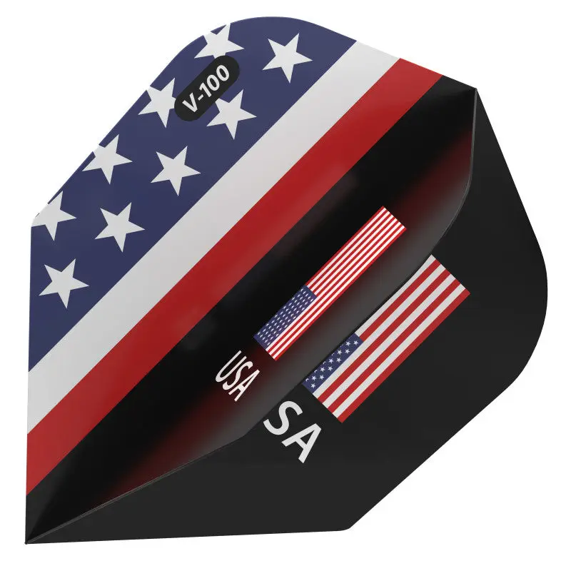 V-100 Standard 100micron Durable Dart Flights - Patriotic American Flag Print, Ideal for On-the-Go Players, Enhances Darting Game
