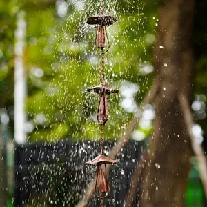 A Easy Iron Mushroom Rain Chain, Iron Mushroom Wind Chime, Iron Drainage Chain, Rainwater Collection Chain, Mushroom Bell Hanging Courtyard Decoration, Garden Rain Chain, Outdoor Decoration for Spring and Summer, A Gift for Dad