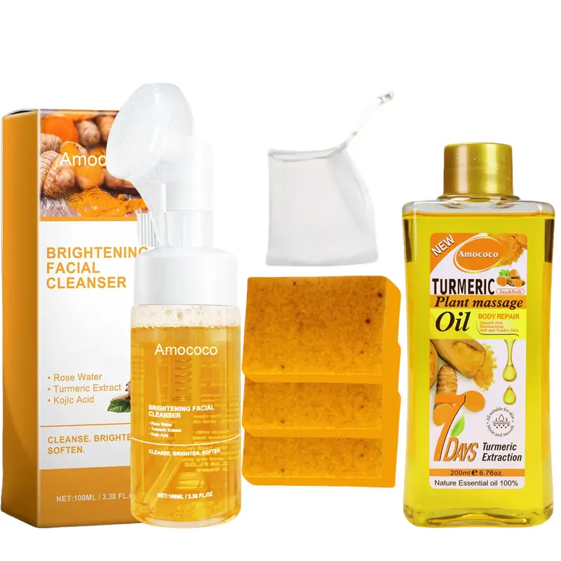 Turmeric Wash & Care Series – Turmeric Massage Oil, Turmeric Cleansing Mousse, Turmeric Soap, for face & body cleansing & massage. Gentle & natural, non-irritating, effectively cleanses skin, leaves it soft & smooth, for all skin types.