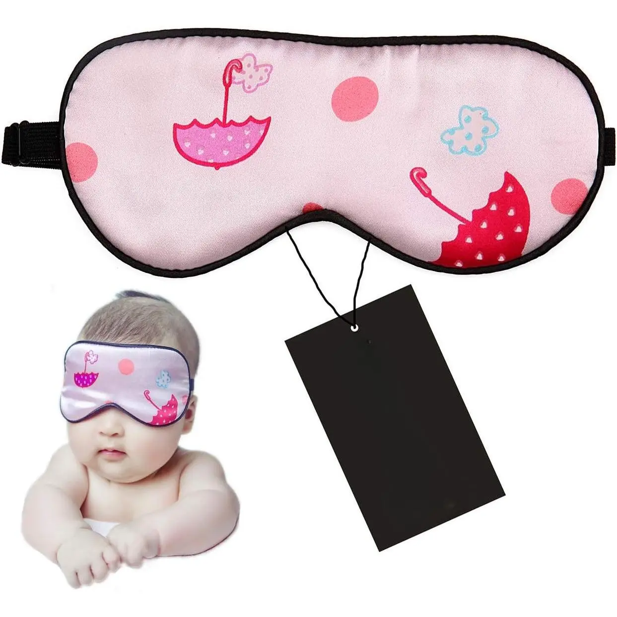 KF5-28 Kids' 100% Natural Silk Sleep Mask - 1 Count (Pack of 1), Baby Cute Pink, Breathable, No Eye Pressure, Adjustable Elastic Strap, Lightweight, Light-Blocking Nighttime Wear Accessory