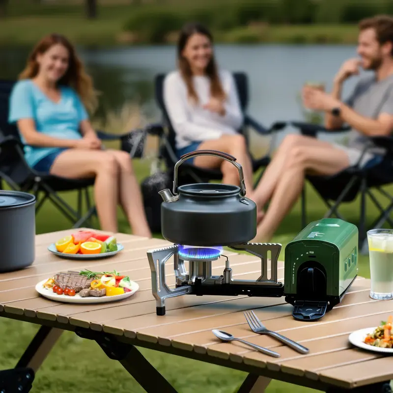 BIG HORN OUTDOORS Folding Butane Camping Stove, 7500 BTU 2200W Portable Compact Gas Stove, Gas Grill Burner with Cast Iron-Copper & Aluminium Construction, Carry-Bag Ready for Camping, Backpacking Outdoor Cooking, Tailgating, RV