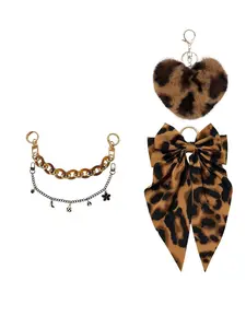 Bogg Bag Beach Bag Accessory Set, Trendy Leopard Print/pure Color Bow Heart Pom-Pom Decoration, DIY Personalized Bag Accessories Kit
