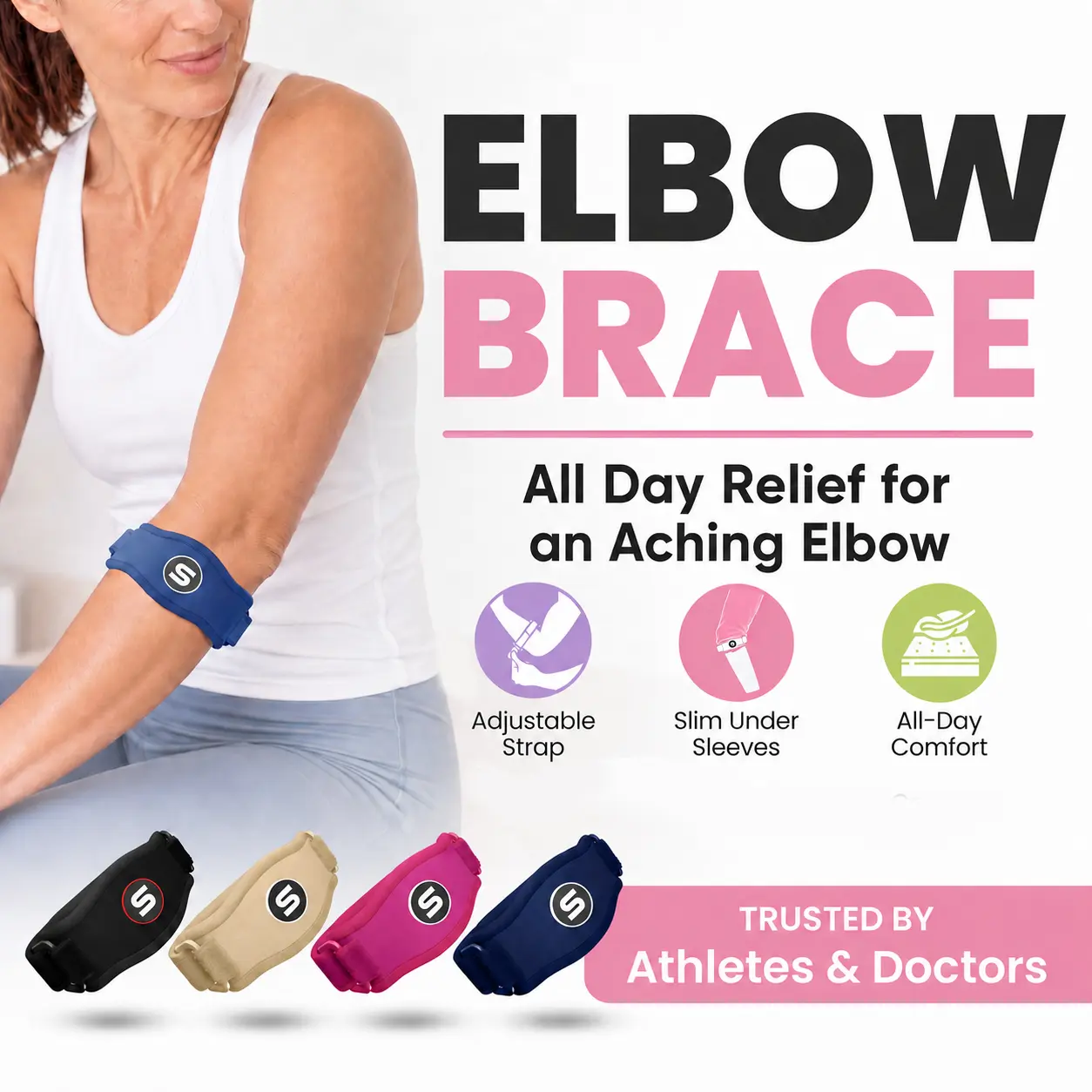 Elbow Brace for Pain Relief | Adjustable Support for Tennis Elbow, Golf Elbow & Daily StrainElbow Brace for Pain Relief | Adjustable Support for Tennis Elbow, Golf Elbow & Daily Strain