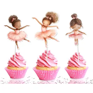 Afro Ballerina Cupcake Toppers - 10pcs Set - Whimsical Ballet Party Decorations