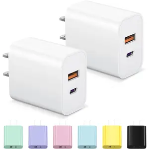 USB-C charger block with fast charging and multiple ports.Suitable for iPhone 17.Output: 20W.Features USB-C and USB-A ports.Compatible with iPhone 17/16/15/14/13/12/11/X/8, iPad, Google Pixel, Samsung Galaxy.