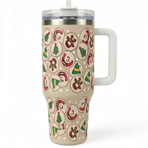 Christmas Gift 40oz Nutcracker Glass Tumbler with Handle, Aesthetic Gingerbread & Christmas Tree Water Bottle, Festive Holiday Drinkware for Women, Winter Wonderland Mug