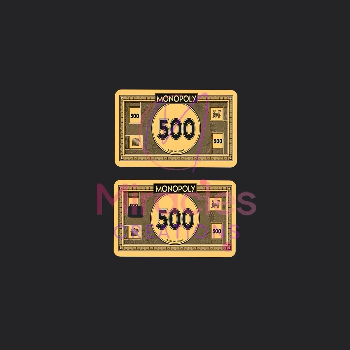 500 Monopoly Money credit card sticker 500 Monopoly Money credit card sticker