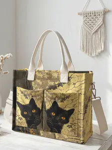 A travel duffle bag, Traveling bag with a cat pattern print, featuring large-capacity, durable and wear-resistant, multiple pockets, maximizes space utilization and is suitable for work, shopping