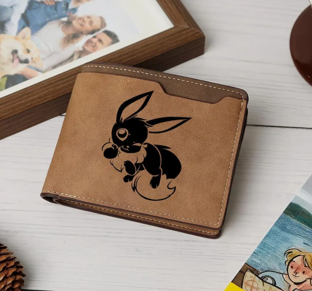 Winking Eevee Engraved Wallet, Anime, Manga, personalized item, comic character, cartoon, iconic anime, Dragon, gift Craft leather wallet,Slim Wallet,Minimalist,Men’s Wallet,Card Holder,Trendy 2025,Luxury