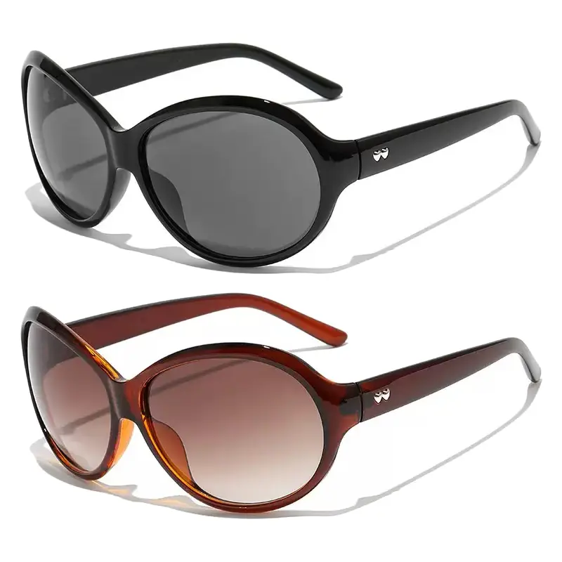 Retro Oversized Oval Sunglasses for Women Men, UV400 Protection Wrap Around Eyewear for Driving and Beach