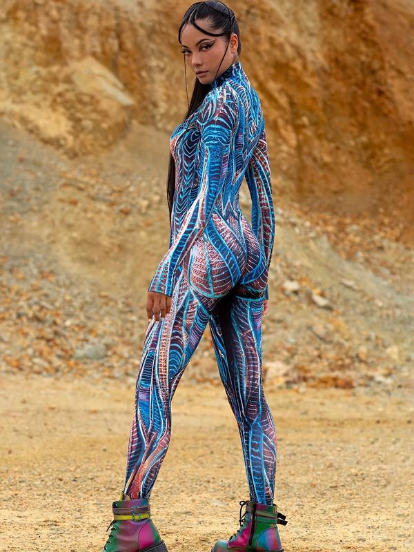 Shimmering Blue Rave Outfit, Attire for Festivals, Rave Apparel, Women'S Burning Man Bodysuit, Festival Bodysuit for Ladies, Women'S Rave Costume, Party Bodysuit, Halloween Outfits, Festival Performance Attire, Christmas Cost