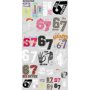 Six Seven Small Gang Sheet DTF Transfer 24.5"x48" Direct To Film for DIY Enthusiasts Vibrant Custom Options Cozy Handmade Aesthetic Festive Designs Merry & Bright Pastel Designs