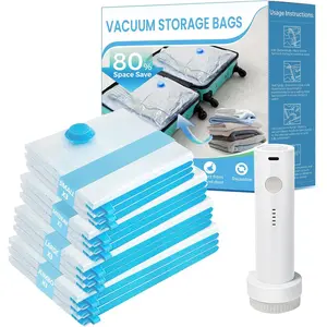 Vacuum Seal Bags for Clothing Travel, 12 Pack Vacuum Storage Bags for Clothes with Portable Electric Pump, Space Saver Bags for Luggage Traveling and Clothing,bedroom decor,home essentials.