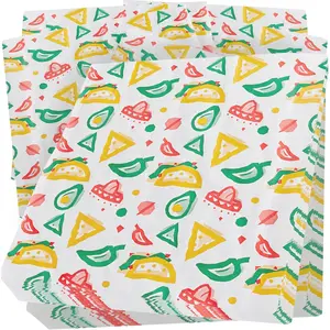 Fiesta Style 12in Deli Paper, 100 Ct., Greaseproof, Microwave-Safe Mexican Themed Tissue for Burrito Wrappers or Nacho Basket Liners. Southwest Party Supplies for Cinco de Mayo Celebration