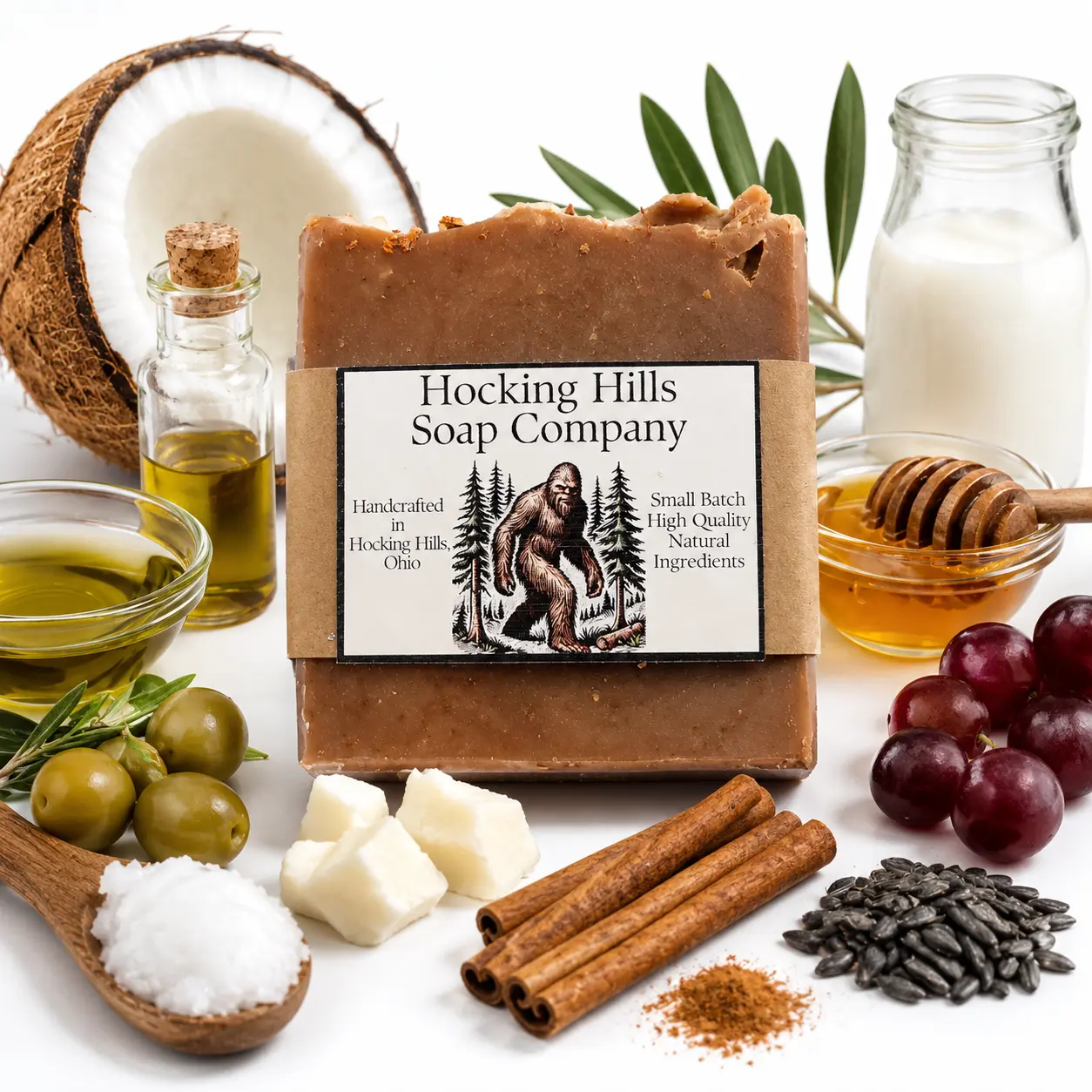 Cinnamon Bread Pudding Goat Milk Soap-Handmade cold process goat milk soap • Cinnamon Bread Pudding fragrance • Made with organic coconut oil, sustainable palm oil, sunflower oil, lard, olive oil, hemp oil, castor oil & grapeseed oil Small batch  4.5 oz