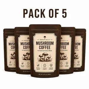 Organic Mushroom Coffee Pack of 5 | Natural Nootropic Blend | Clean Energy & No Crash