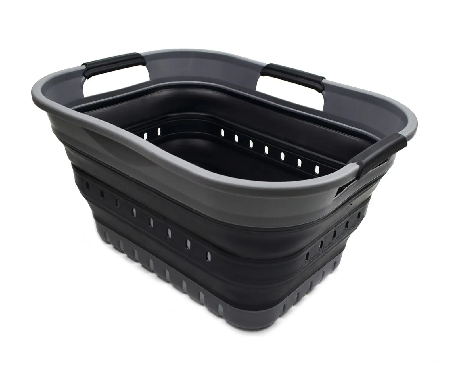 SAMMART 19L (5 Gallon) Collapsible Super Mini 3 Handled Plastic Laundry Basket - Foldable Pop Up Storage Container/Organizer - Space Saving Hamper/Basket