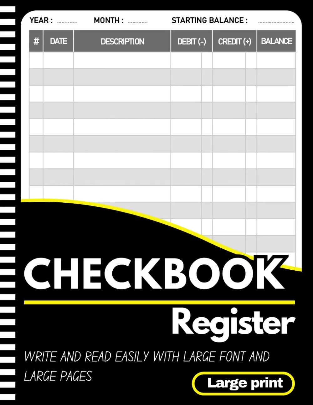 Checkbook Register Large Print