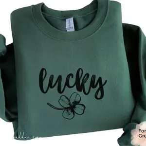 Lucky Black Shamrock Sweatshirt - Stylish Four Leaf Clover Pullover For Fashionable Individuals