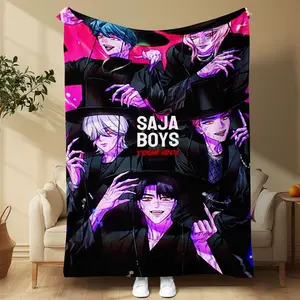 Demon Hunter Flannel Blanket, Star Academy Inspired Soft Warm Throw for Sofa Office Bed Camping Travel, Multiple Sizes Available