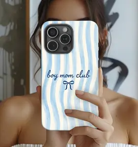 Boy Mom Club Phone Case, Blue Stripe Phone Cover, Coquette Boy Mom Club Phone Case, New Mom Gift, First Mothers Day Gift, Gift from Baby Boy