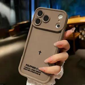 Minimalist Black Cross Bible Verse Decor Design Pattern Phone case shockproof and drop-proof thickened TPU  For iPhone 17 AIR 16 PRO 15 PRO MAX 14 PLUS 13 PRO 12 PRO 11 PRO MAX Phone Case Cute Gift