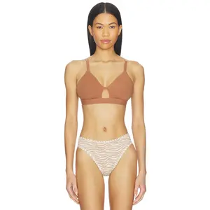 Negative Underwear Cotton Cutout Bra in Fawn